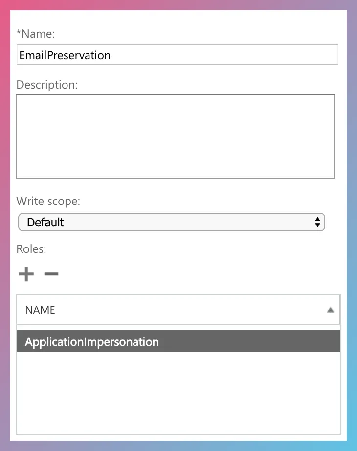 Application Impersonation Role Assignment