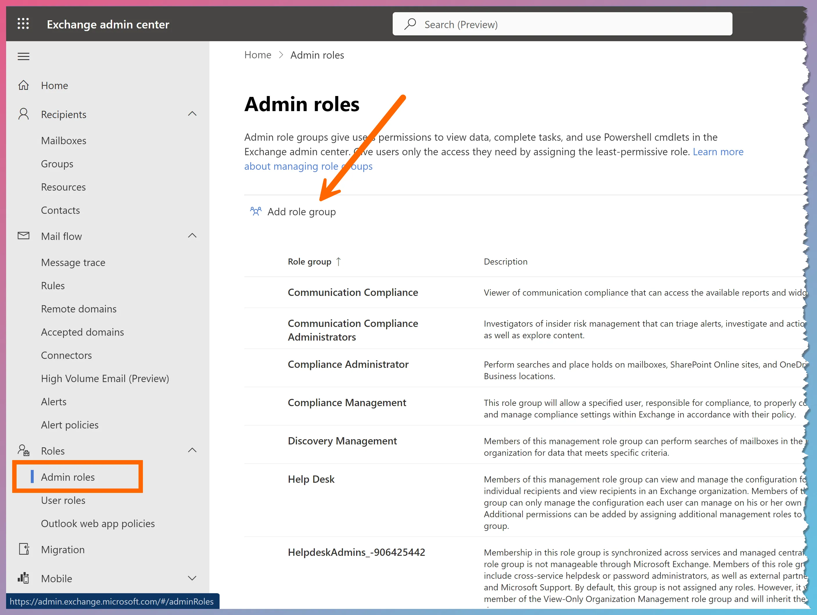 Add Admin Role Group