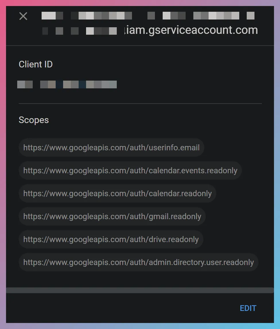 Authorize Service Account