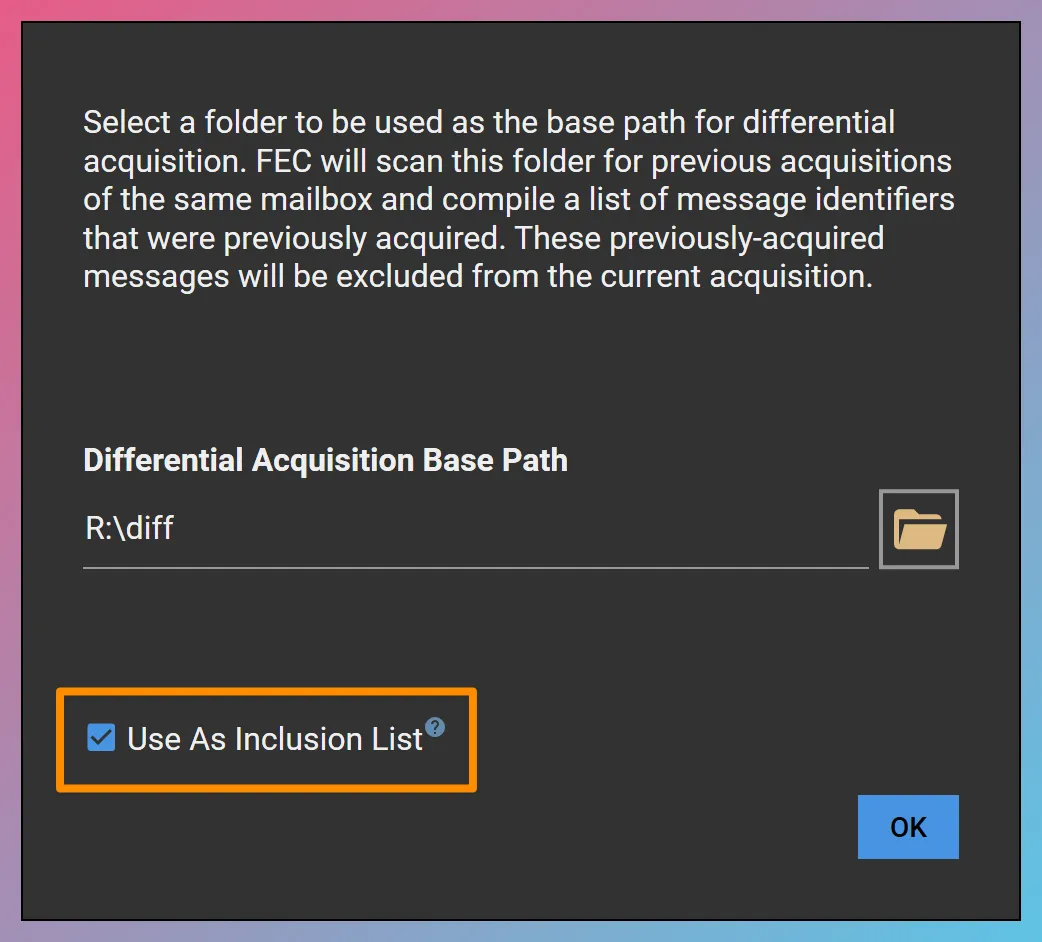 Differential Acquisition Inclusion Mode