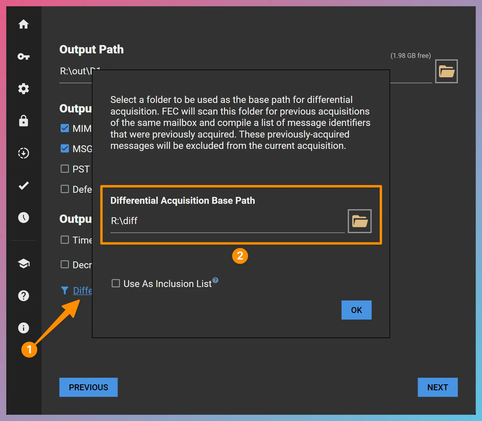 Differential Acquisition Setup