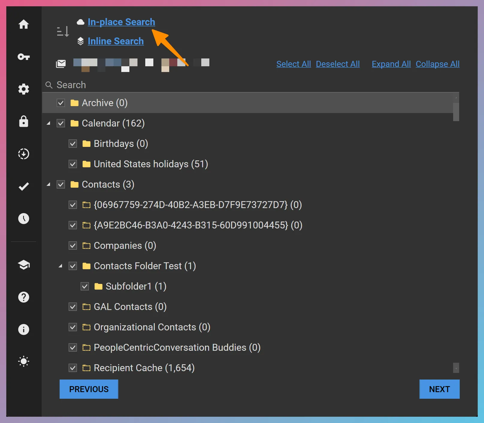 Exchange In-place Search