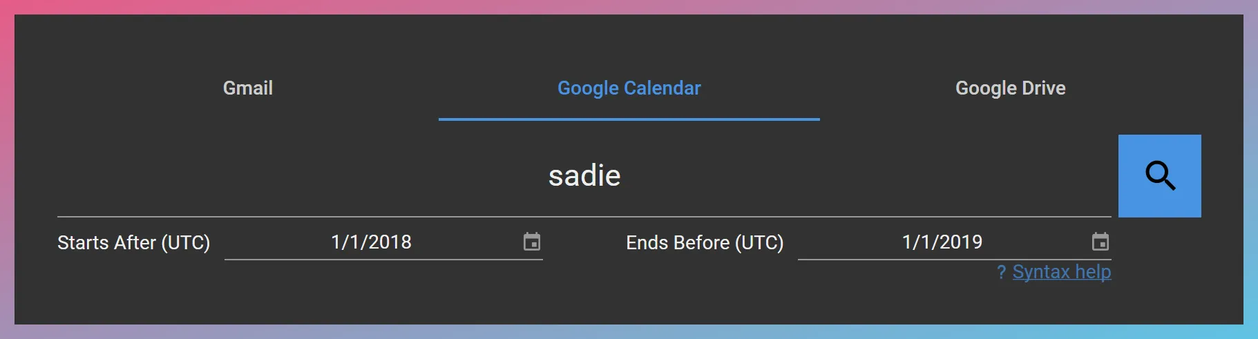 Google Calendar In-place Search