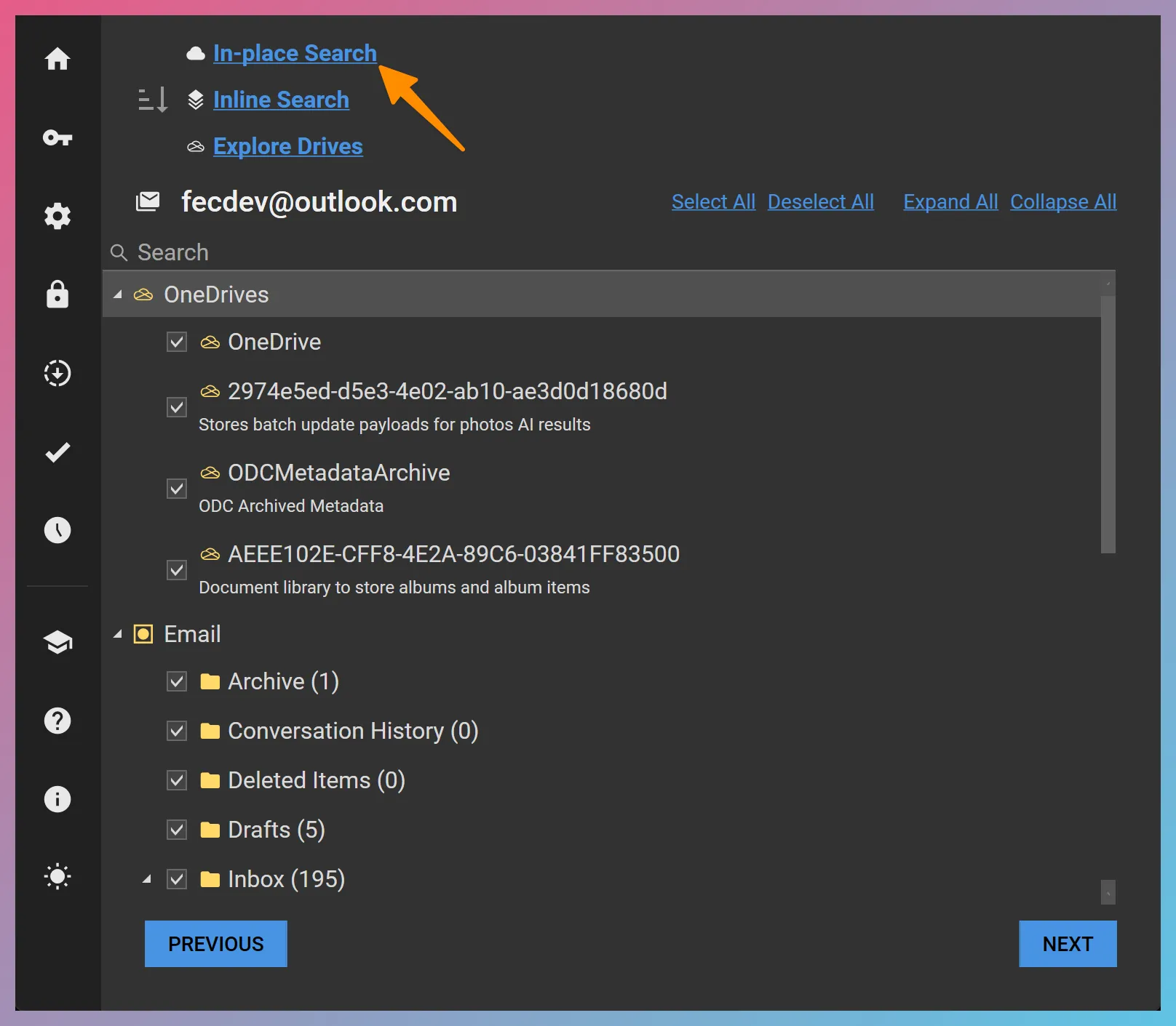 In-place Search for Microsoft Graph