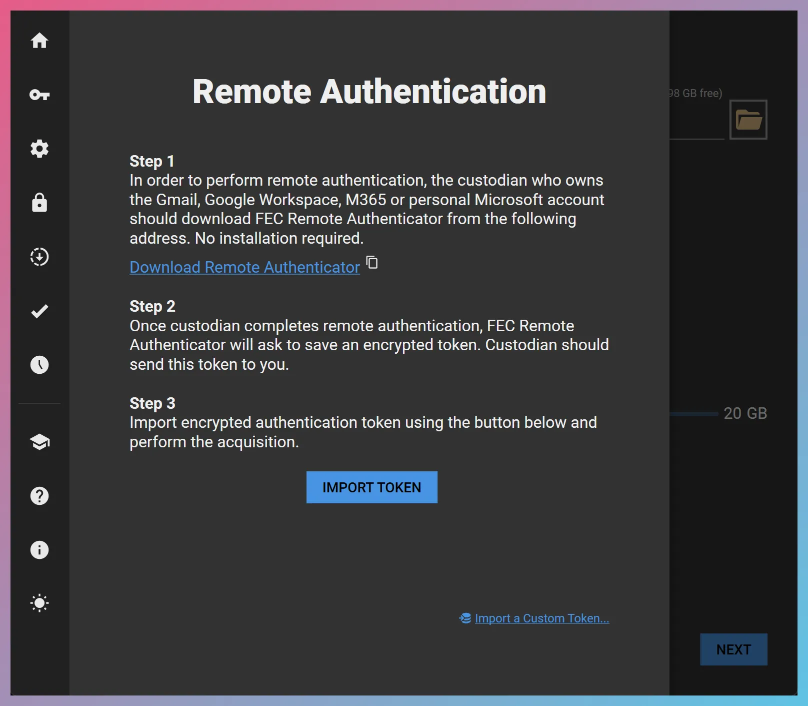 Remote Authentication Page in FEC