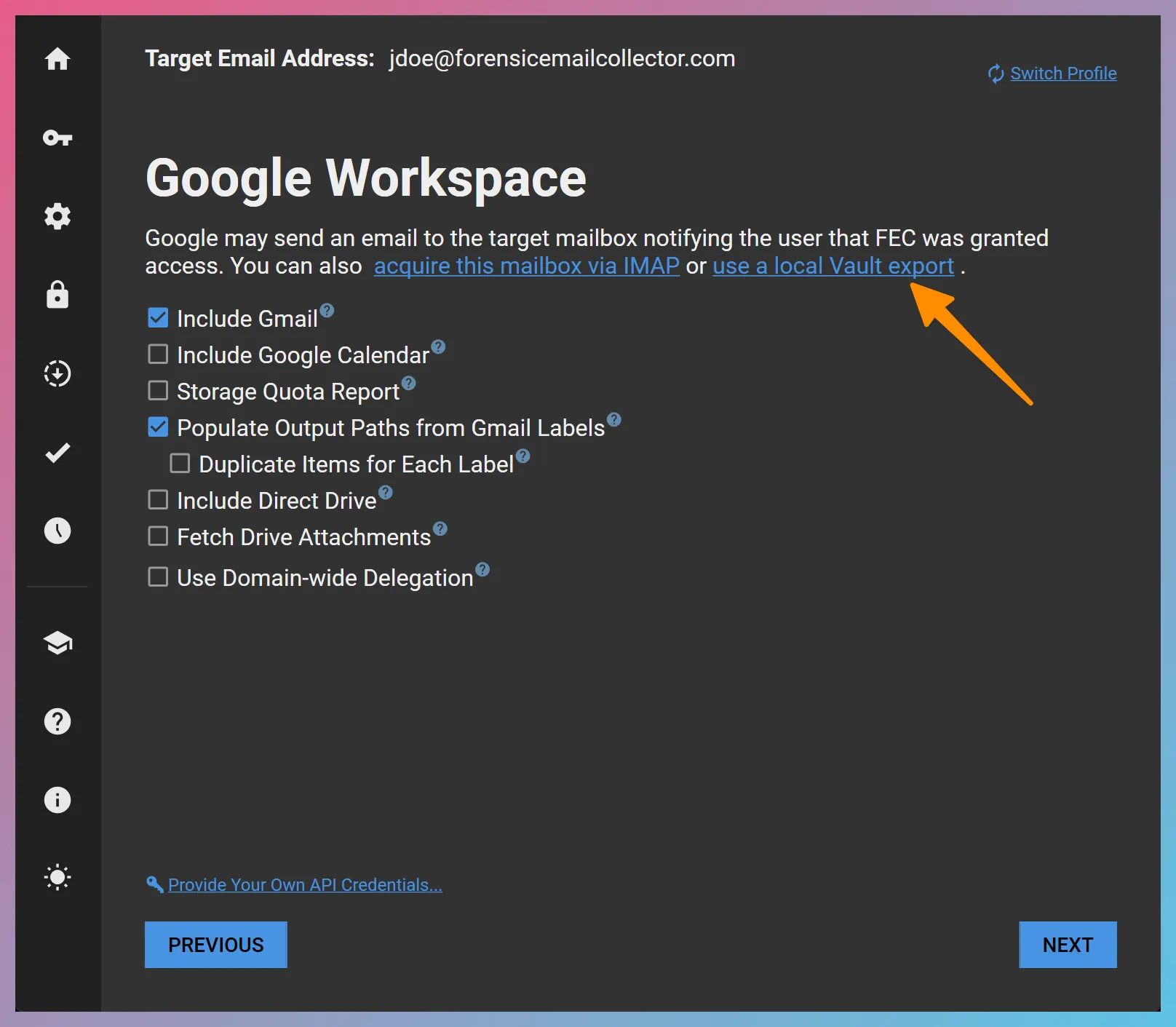 Use Local Vault Export